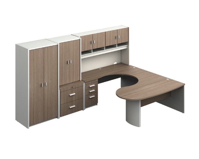 Curvilinear U-group with hutch and storage 135 x 96 x 72&quot; Prime