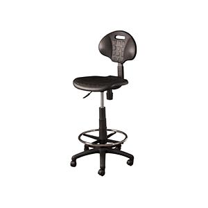 Silla Cajero c/Respaldo Base Plastica c/Ruedas (Banco Industrial) Comfort