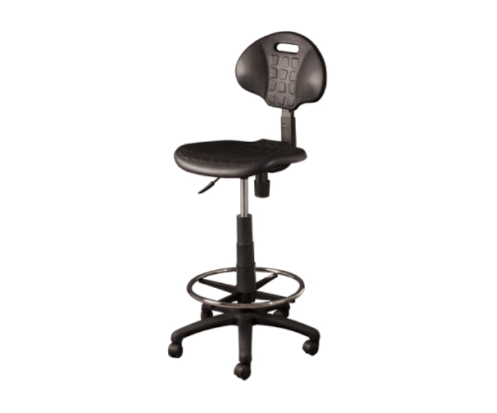 Silla Cajero c/Respaldo Base Plastica c/Ruedas (Banco Industrial) Comfort