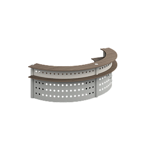 Modulo Recepción Curva Doble 376 x 165 x 110 cm Prime
